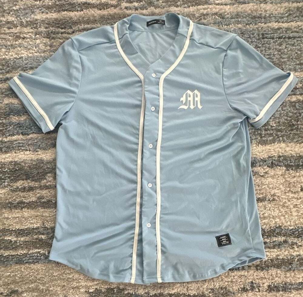 Manfinity Light Blue Baseball Jersey Shirt Size L